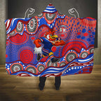 Sydney Roosters Hooded Blanket Aboriginal Dot Pattern - Rugby Mascot Heritage Pride