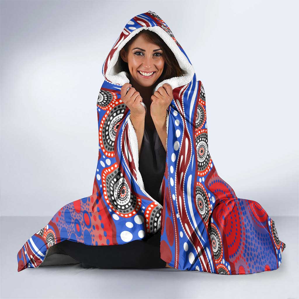 Sydney Roosters Hooded Blanket Aboriginal Dot Pattern - Rugby Mascot Heritage Pride