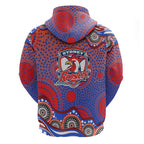 Sydney Roosters Hoodie Aboriginal Dot Pattern - Rugby Mascot Heritage Pride
