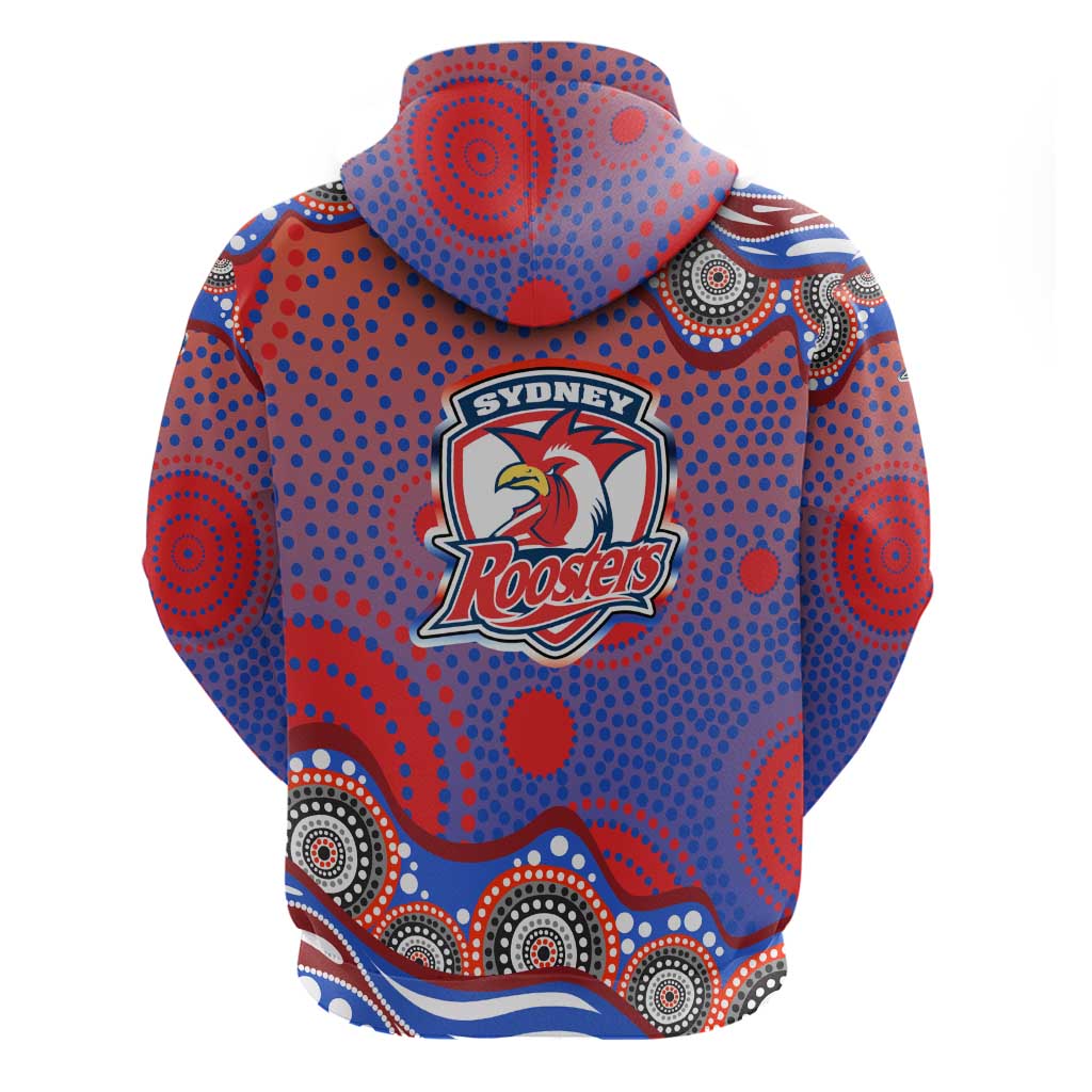 Sydney Roosters Hoodie Aboriginal Dot Pattern - Rugby Mascot Heritage Pride