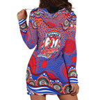 Sydney Roosters Hoodie Dress Aboriginal Dot Pattern - Rugby Mascot Heritage Pride
