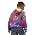 Sydney Roosters Kid Hoodie Aboriginal Dot Pattern - Rugby Mascot Heritage Pride