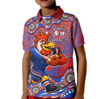 Sydney Roosters Kid Polo Shirt Aboriginal Dot Pattern - Rugby Mascot Heritage Pride