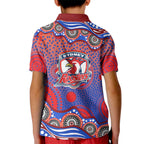Sydney Roosters Kid Polo Shirt Aboriginal Dot Pattern - Rugby Mascot Heritage Pride