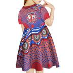 Sydney Roosters Kid Short Sleeve Dress Aboriginal Dot Pattern - Rugby Mascot Heritage Pride