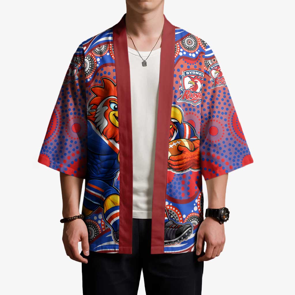Sydney Roosters Kimono Aboriginal Dot Pattern - Rugby Mascot Heritage Pride