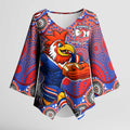 Sydney Roosters Kimono Sleeve Blouse Aboriginal Dot Pattern - Rugby Mascot Heritage Pride