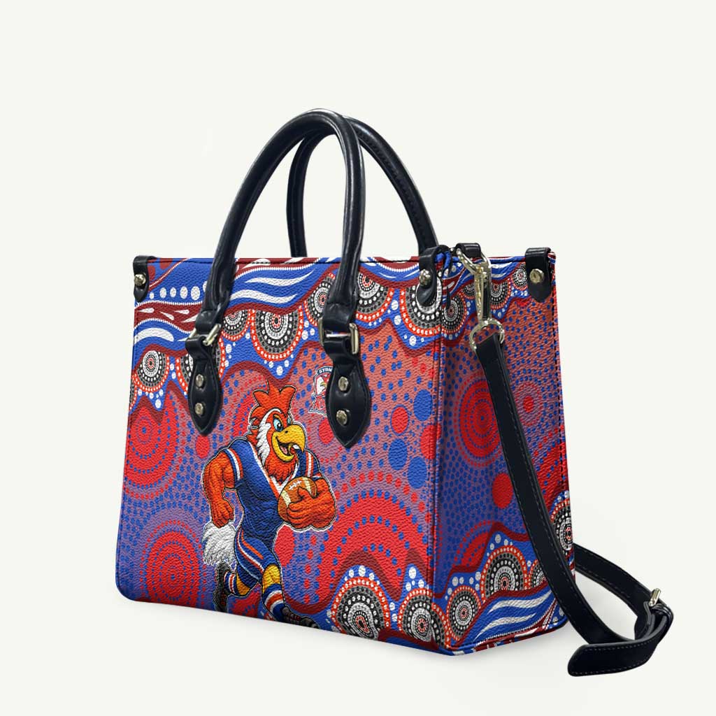 Sydney Roosters Leather Bag Aboriginal Dot Pattern - Rugby Mascot Heritage Pride