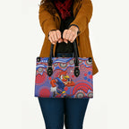 Sydney Roosters Leather Bag Aboriginal Dot Pattern - Rugby Mascot Heritage Pride