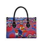 Sydney Roosters Leather Bag Aboriginal Dot Pattern - Rugby Mascot Heritage Pride