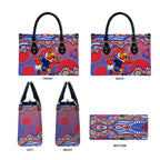 Sydney Roosters Leather Bag Aboriginal Dot Pattern - Rugby Mascot Heritage Pride