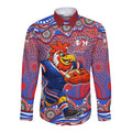 Sydney Roosters Long Sleeve Button Shirt Aboriginal Dot Pattern - Rugby Mascot Heritage Pride
