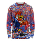 Sydney Roosters Long Sleeve Shirt Aboriginal Dot Pattern - Rugby Mascot Heritage Pride