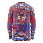 Sydney Roosters Long Sleeve Shirt Aboriginal Dot Pattern - Rugby Mascot Heritage Pride