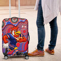 Sydney Roosters Luggage Cover Aboriginal Dot Pattern - Rugby Mascot Heritage Pride