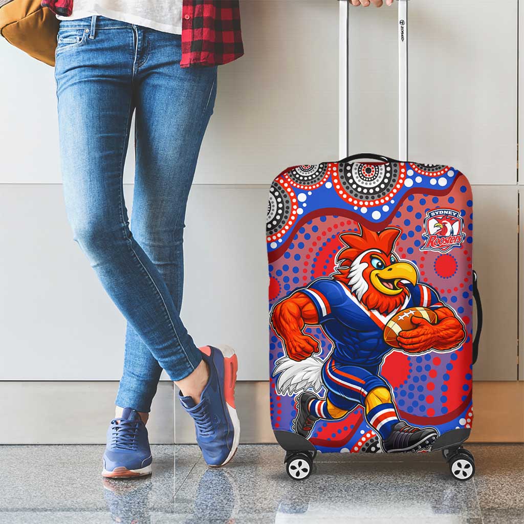 Sydney Roosters Luggage Cover Aboriginal Dot Pattern - Rugby Mascot Heritage Pride