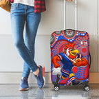 Sydney Roosters Luggage Cover Aboriginal Dot Pattern - Rugby Mascot Heritage Pride