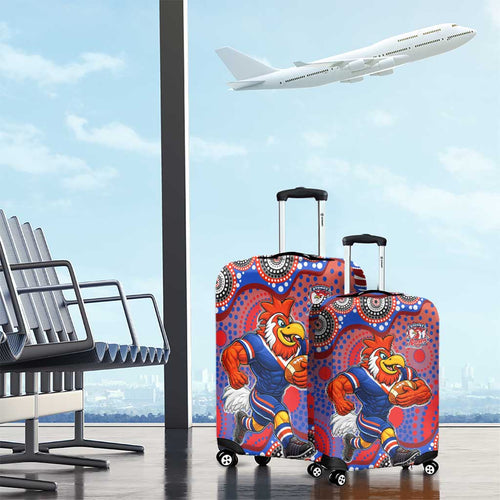 Sydney Roosters Luggage Cover Aboriginal Dot Pattern - Rugby Mascot Heritage Pride