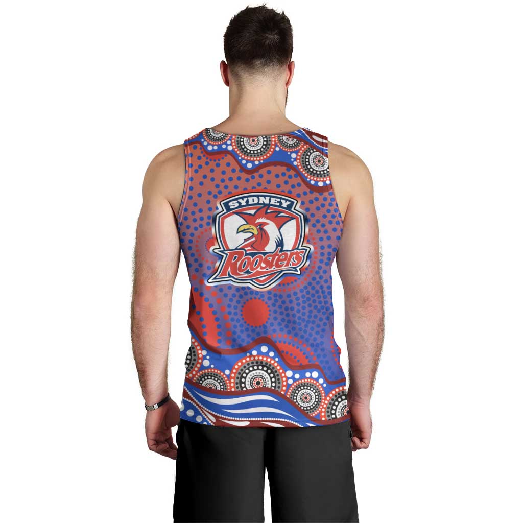 Sydney Roosters Men Tank Top Aboriginal Dot Pattern - Rugby Mascot Heritage Pride