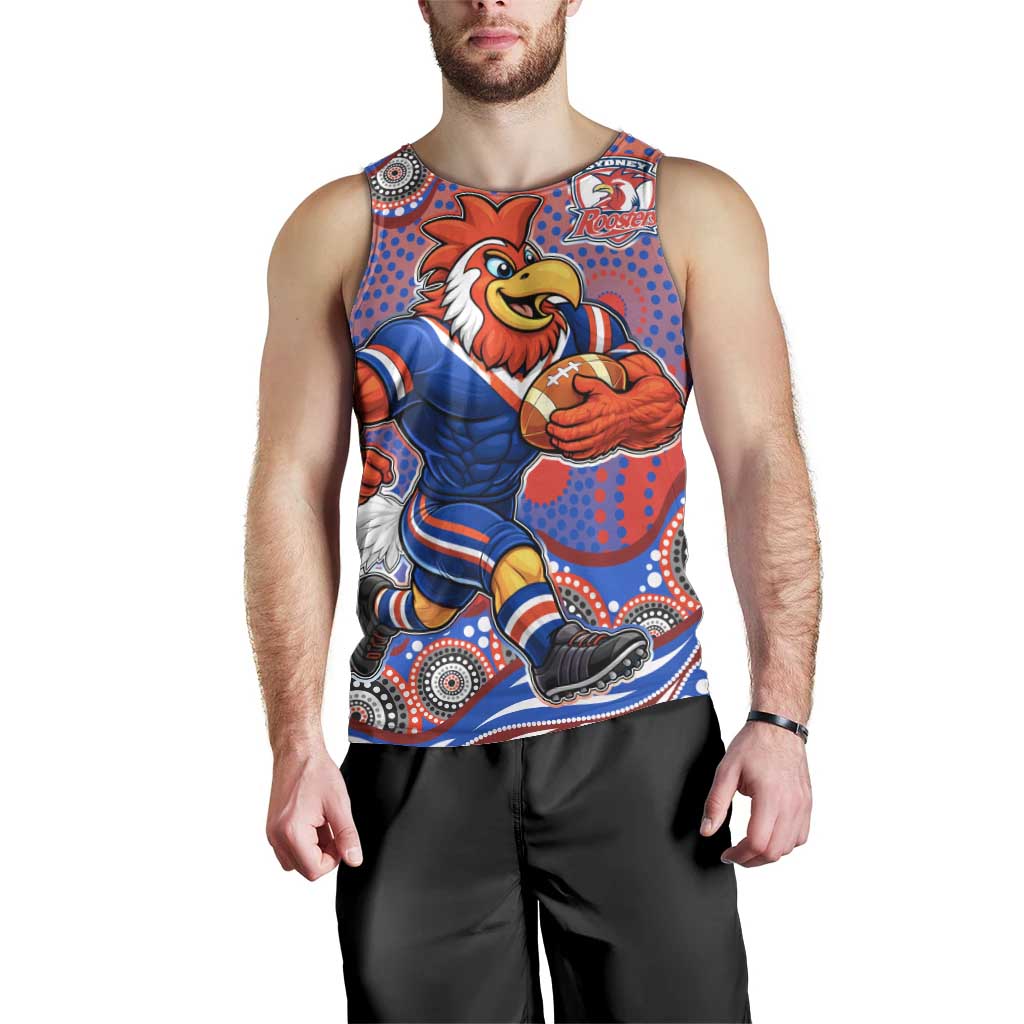 Sydney Roosters Men Tank Top Aboriginal Dot Pattern - Rugby Mascot Heritage Pride