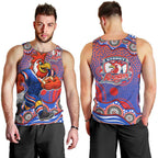 Sydney Roosters Men Tank Top Aboriginal Dot Pattern - Rugby Mascot Heritage Pride