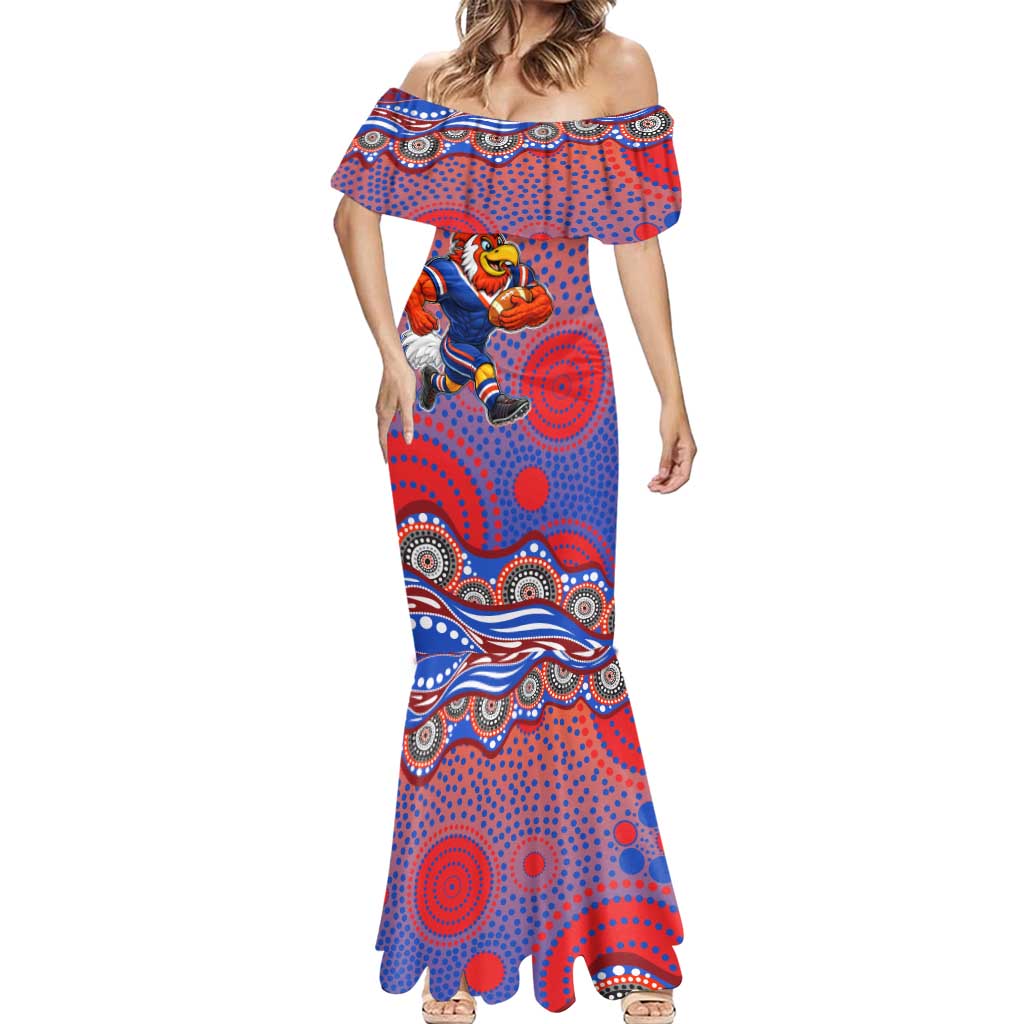 Sydney Roosters Mermaid Dress Aboriginal Dot Pattern - Rugby Mascot Heritage Pride