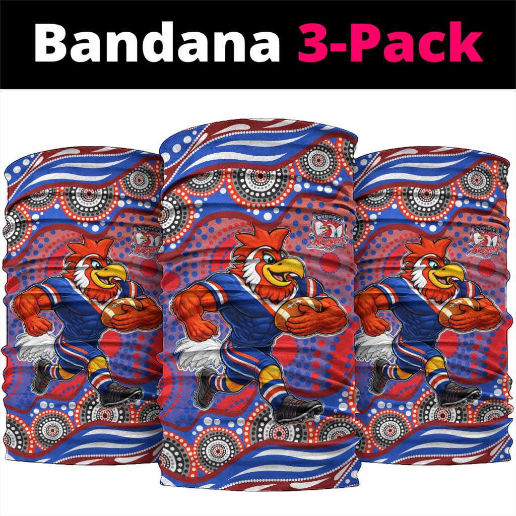 Sydney Roosters Neck Gaiter Aboriginal Dot Pattern - Rugby Mascot Heritage Pride