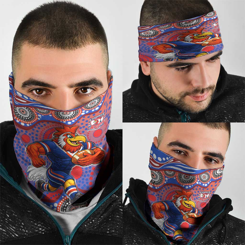 Sydney Roosters Neck Gaiter Aboriginal Dot Pattern - Rugby Mascot Heritage Pride