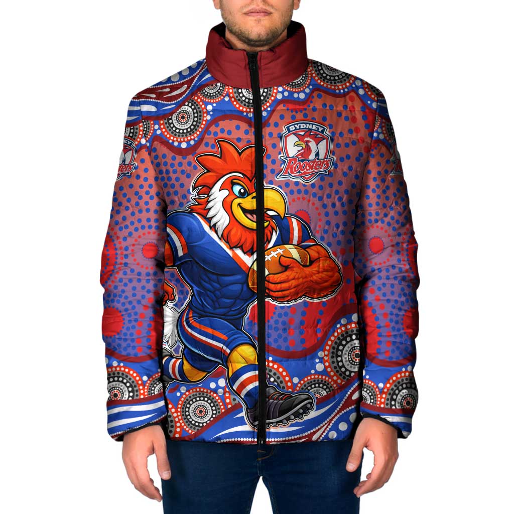 Sydney Roosters Padded Jacket Aboriginal Dot Pattern - Rugby Mascot Heritage Pride