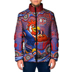 Sydney Roosters Padded Jacket Aboriginal Dot Pattern - Rugby Mascot Heritage Pride