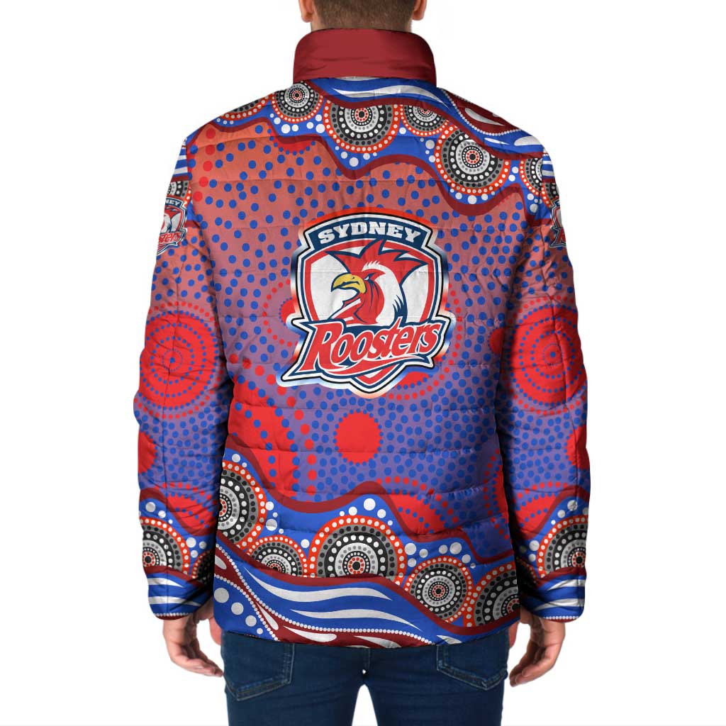 Sydney Roosters Padded Jacket Aboriginal Dot Pattern - Rugby Mascot Heritage Pride