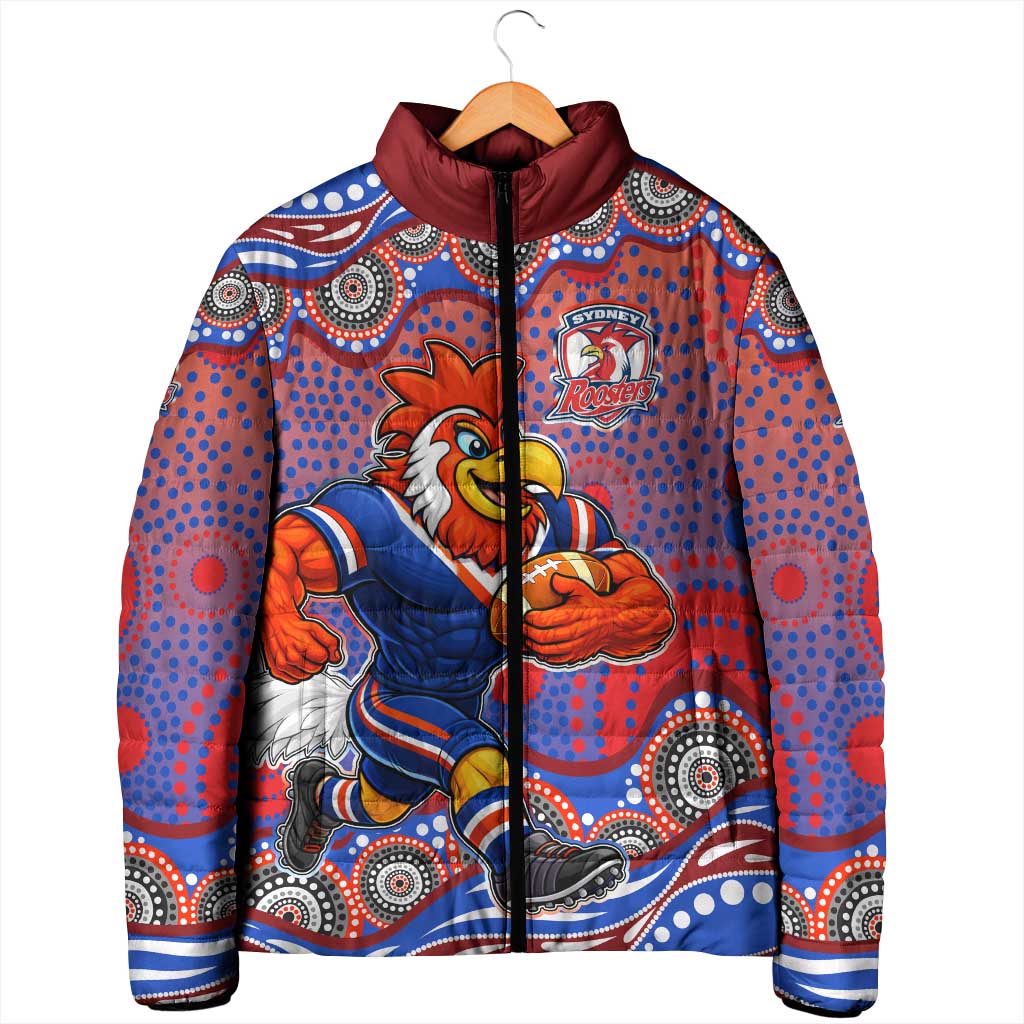 Sydney Roosters Padded Jacket Aboriginal Dot Pattern - Rugby Mascot Heritage Pride