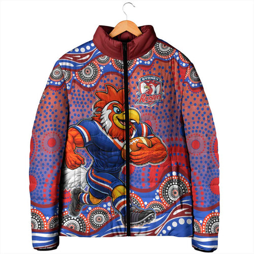 Sydney Roosters Padded Jacket Aboriginal Dot Pattern - Rugby Mascot Heritage Pride