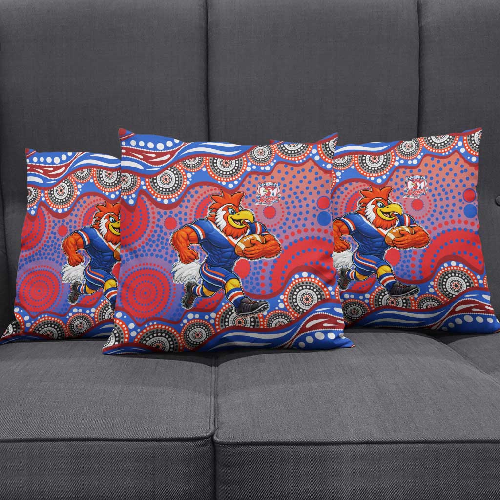 Sydney Roosters Pillow Cover Aboriginal Dot Pattern - Rugby Mascot Heritage Pride