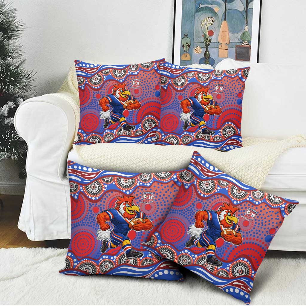 Sydney Roosters Pillow Cover Aboriginal Dot Pattern - Rugby Mascot Heritage Pride
