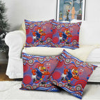 Sydney Roosters Pillow Cover Aboriginal Dot Pattern - Rugby Mascot Heritage Pride