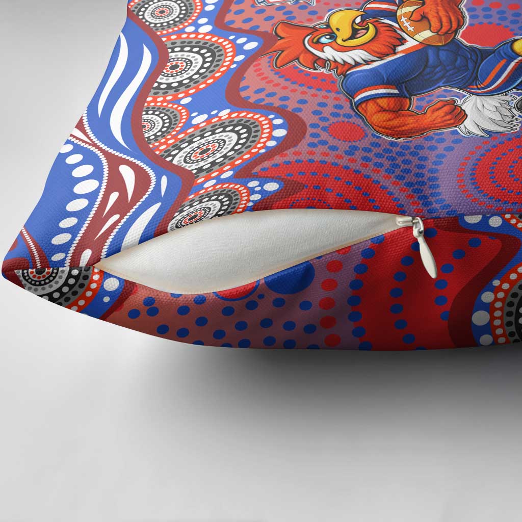 Sydney Roosters Pillow Cover Aboriginal Dot Pattern - Rugby Mascot Heritage Pride