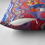 Sydney Roosters Pillow Cover Aboriginal Dot Pattern - Rugby Mascot Heritage Pride