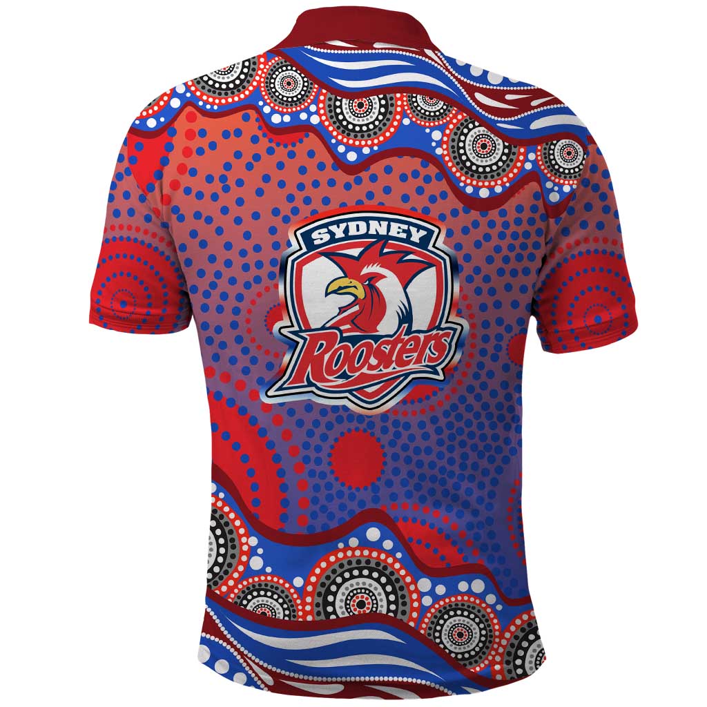 Sydney Roosters Polo Shirt Aboriginal Dot Pattern - Rugby Mascot Heritage Pride