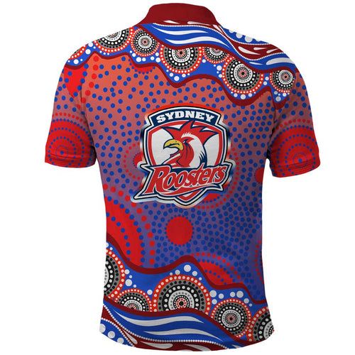 Sydney Roosters Polo Shirt Aboriginal Dot Pattern - Rugby Mascot Heritage Pride