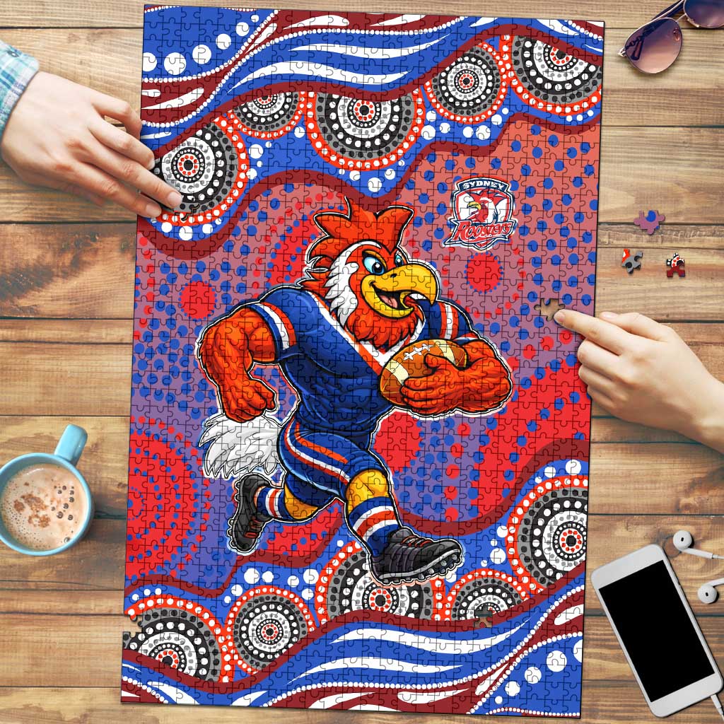 Sydney Roosters Puzzle Aboriginal Dot Pattern - Rugby Mascot Heritage Pride