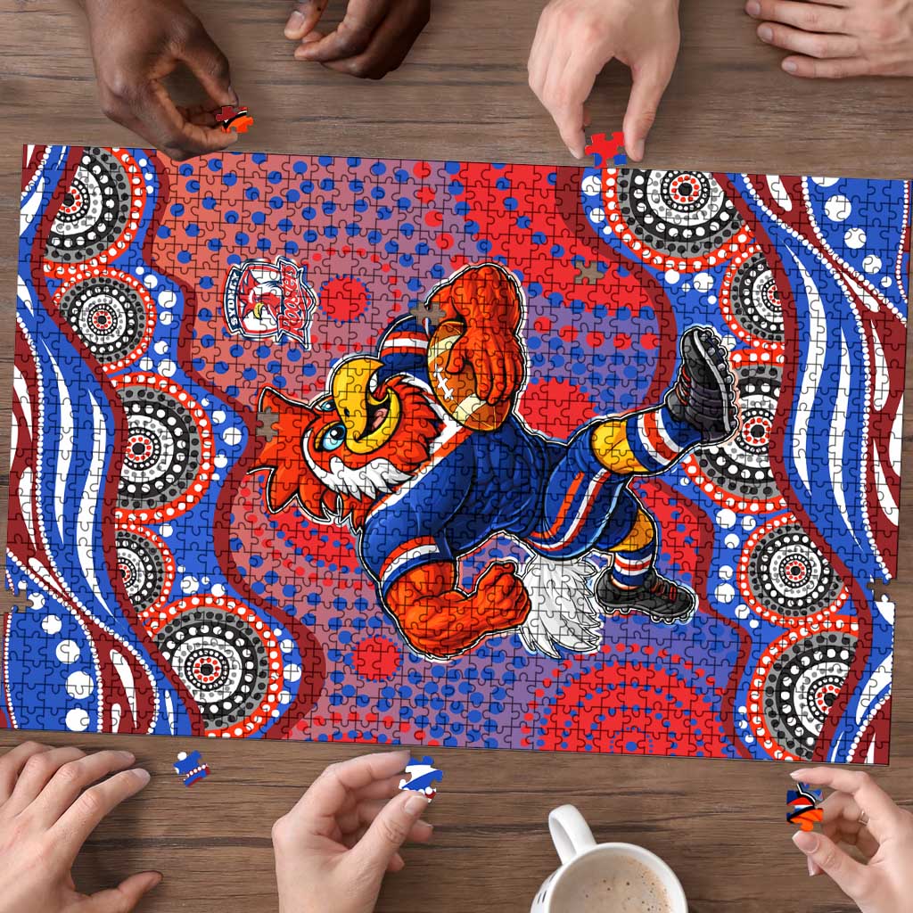 Sydney Roosters Puzzle Aboriginal Dot Pattern - Rugby Mascot Heritage Pride