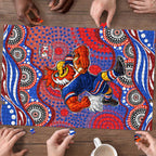 Sydney Roosters Puzzle Aboriginal Dot Pattern - Rugby Mascot Heritage Pride
