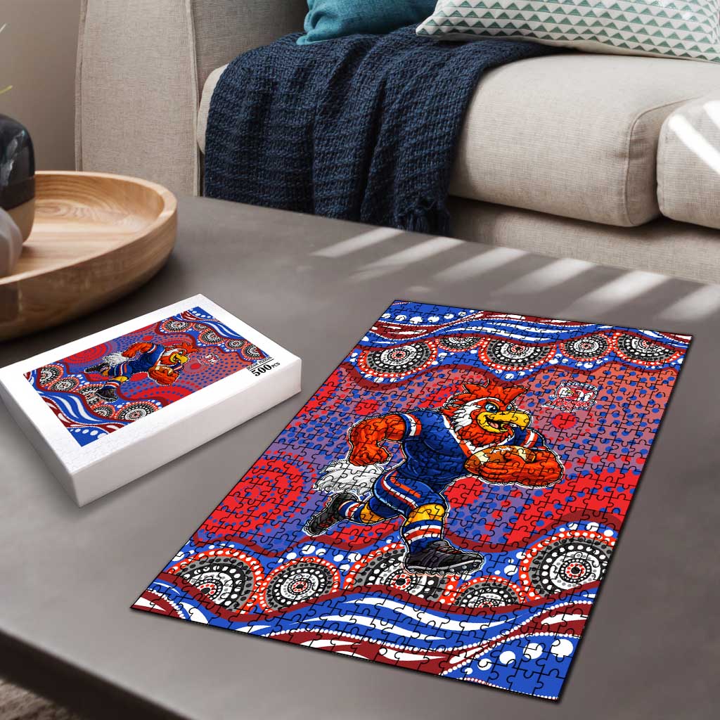 Sydney Roosters Puzzle Aboriginal Dot Pattern - Rugby Mascot Heritage Pride