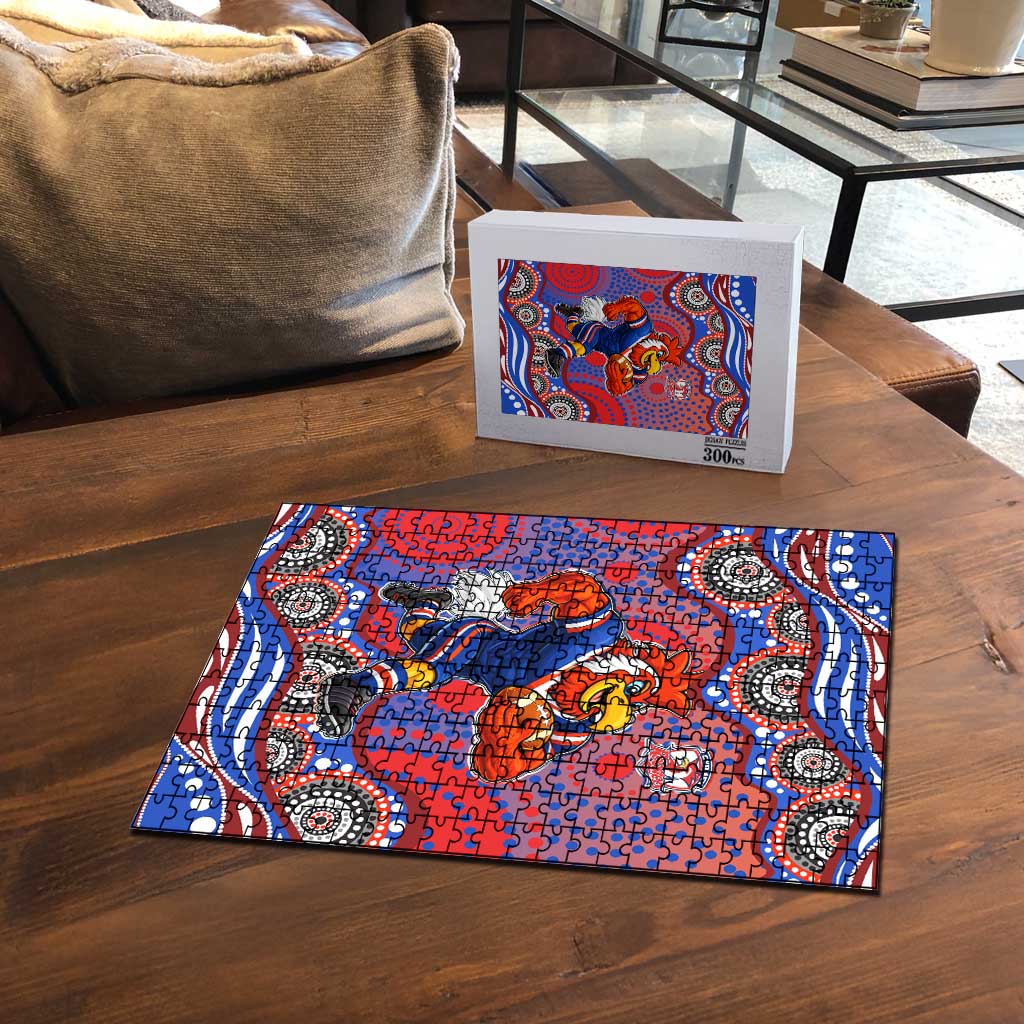 Sydney Roosters Puzzle Aboriginal Dot Pattern - Rugby Mascot Heritage Pride
