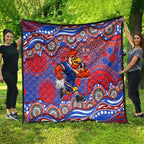 Sydney Roosters Quilt Aboriginal Dot Pattern - Rugby Mascot Heritage Pride
