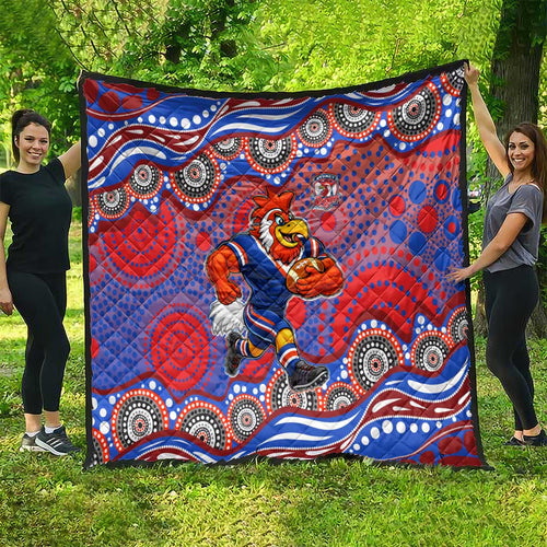 Sydney Roosters Quilt Aboriginal Dot Pattern - Rugby Mascot Heritage Pride