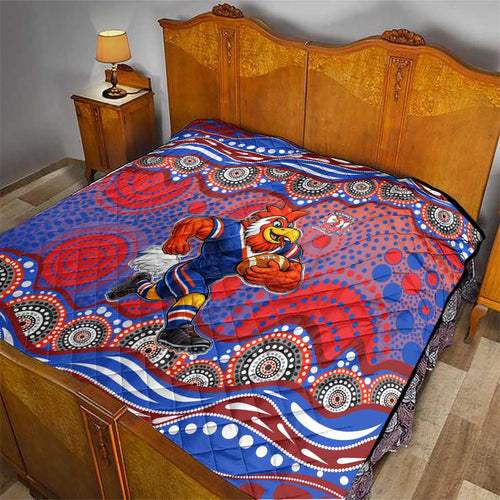 Sydney Roosters Quilt Aboriginal Dot Pattern - Rugby Mascot Heritage Pride