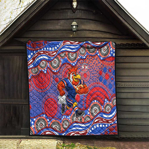 Sydney Roosters Quilt Aboriginal Dot Pattern - Rugby Mascot Heritage Pride