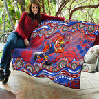 Sydney Roosters Quilt Aboriginal Dot Pattern - Rugby Mascot Heritage Pride